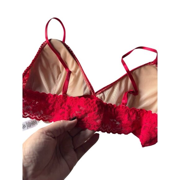 Hanky Panky Signature Lace Red Padded Triangle Bralette Size L NWT Made in USA - Picture 7 of 7